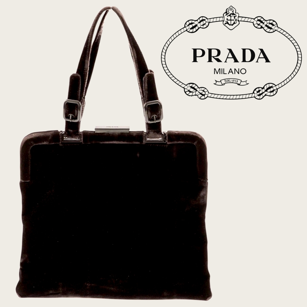 🤎 RARE PRADA 1997 Velluto Fibbie Vintage Velvet Handbag 🤎